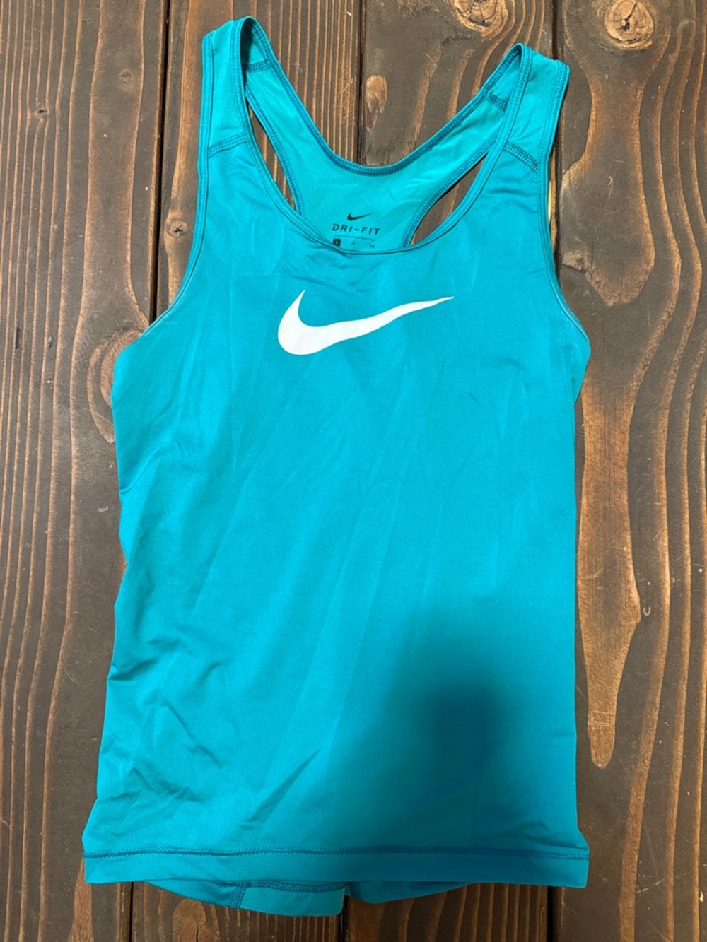 Nike Women's Teal Racerback Dri-FIT Tank with White Swoosh